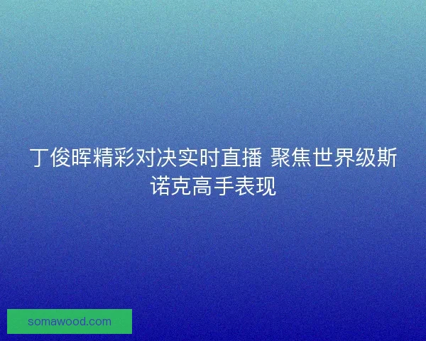 丁俊晖精彩对决实时直播 聚焦世界级斯诺克高手表现