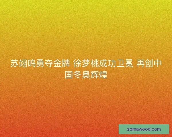 苏翊鸣勇夺金牌 徐梦桃成功卫冕 再创中国冬奥辉煌