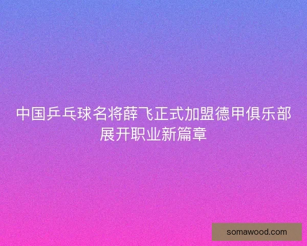 中国乒乓球名将薛飞正式加盟德甲俱乐部展开职业新篇章